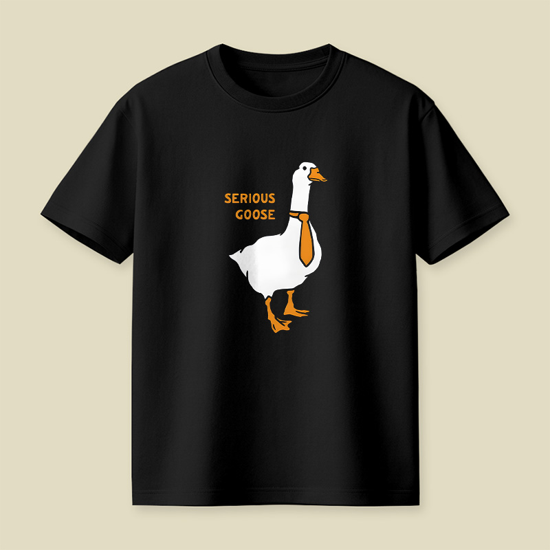 Serious Goose With A Tie Playful T-Shirt