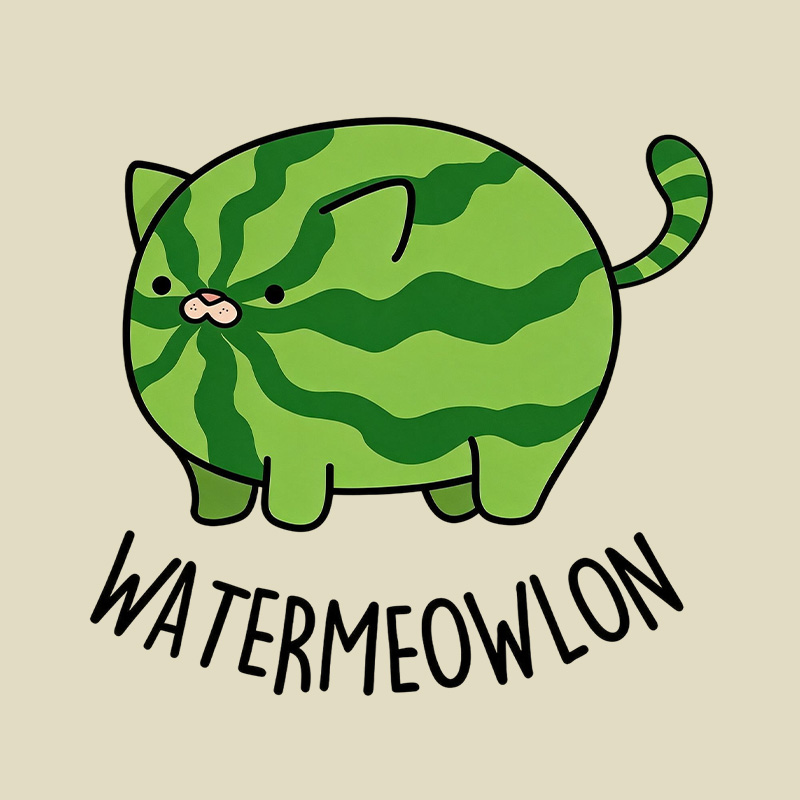 Watermelon Cat Cute Pun Playful T-Shirt