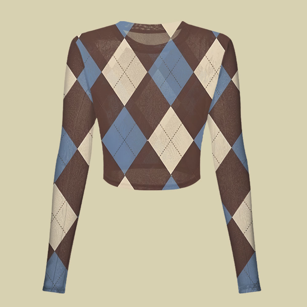 Ivy Brown Slim Fit Mesh Top