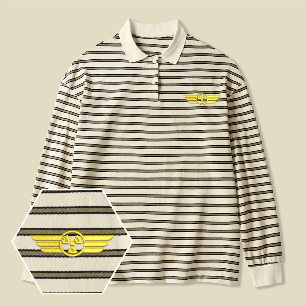 Chernobyl 1986 Safety Operations Team Lycra Striped Embroidered Long-Sleeve Polo