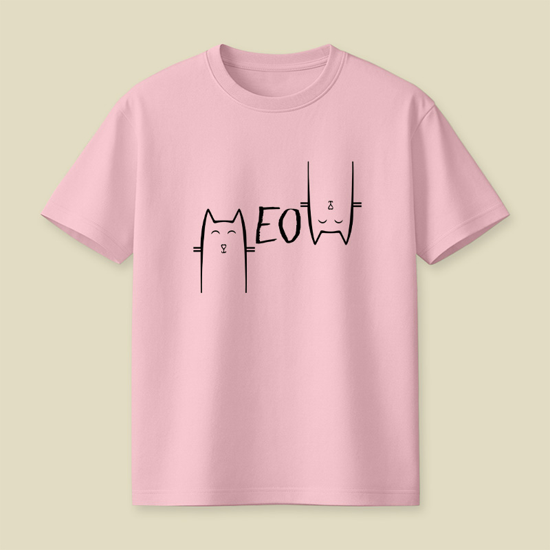 Meow Visual Word Puzzle Cat Playful T-Shirt