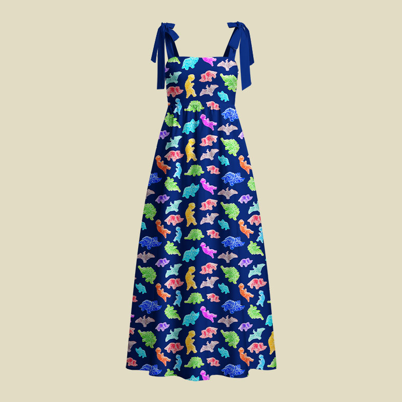 Sour Gummy Dinosaurs Playful Maxi Dress