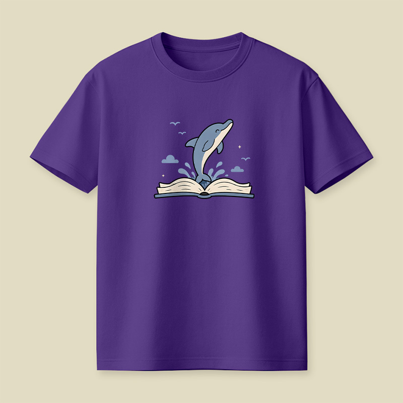 Dolphin Jumping Out Of Book Playful T-Shirt