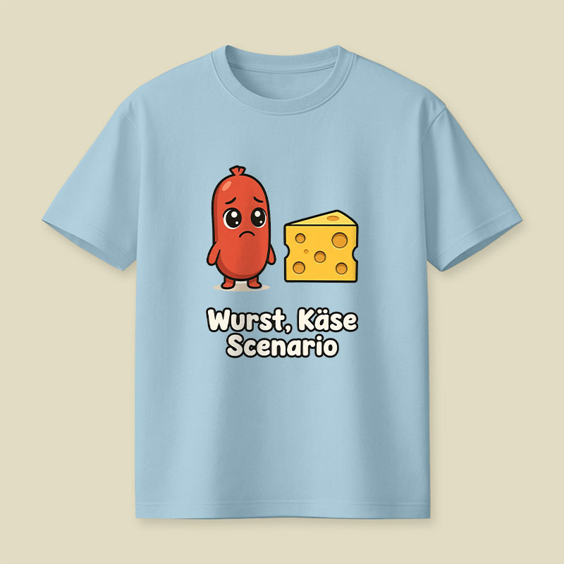 Wurst Kase Scenario Funny German Food Pun Playful T-Shirt