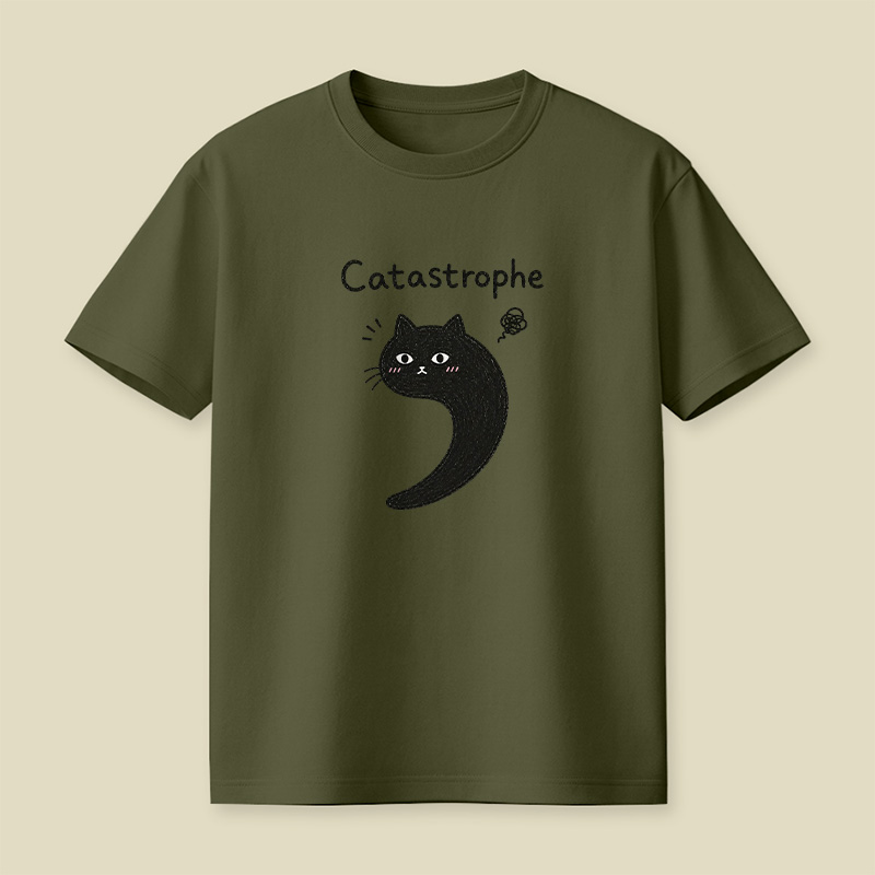 Black Cat Catastrophe Humor Playful T-Shirt