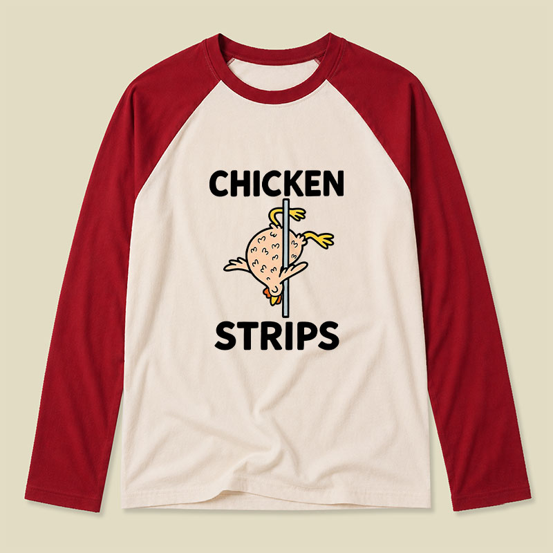 Chicken Strips Meme Raglan Long-Sleeve Tee