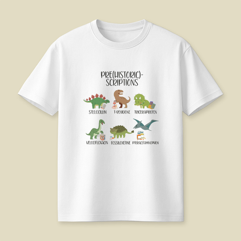 Prehistoric Scriptions Dinosaur Medical Pun Playful T-Shirt