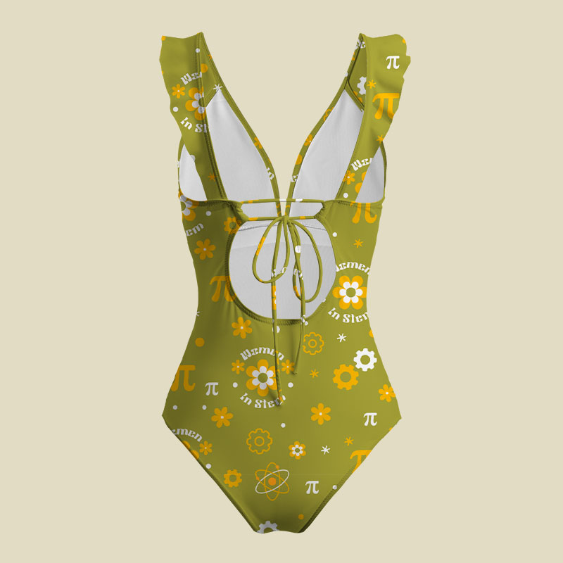 Women in Stem V-Neck One Piece Swimsuit