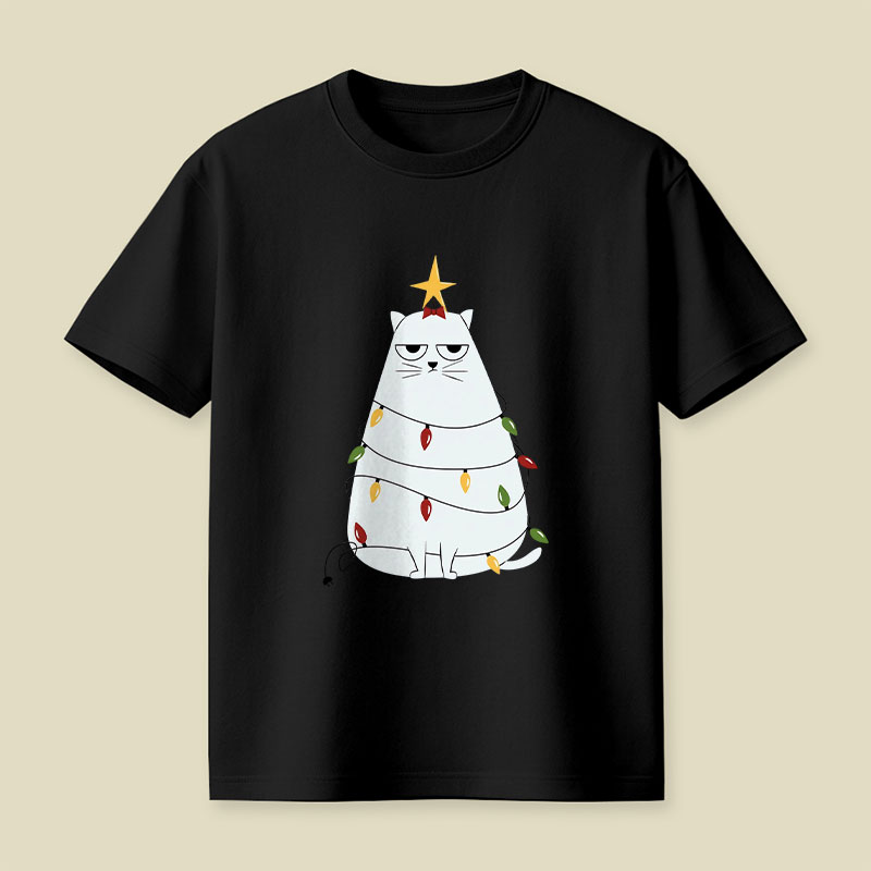 Grumpy Christmas Cat Playful T-Shirt