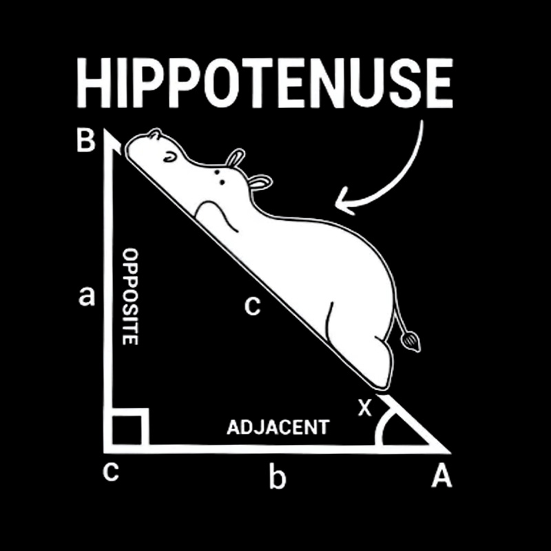 Hippotenuse Hippo Math Pun Playful T-Shirt