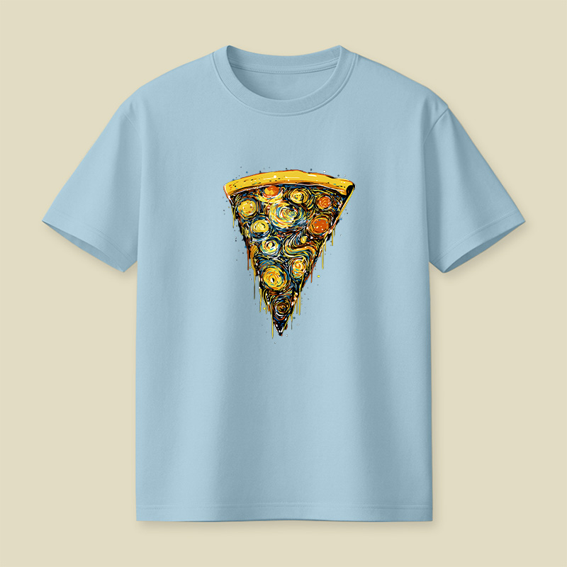 Starry Night Pizza Slice Playful T-Shirt
