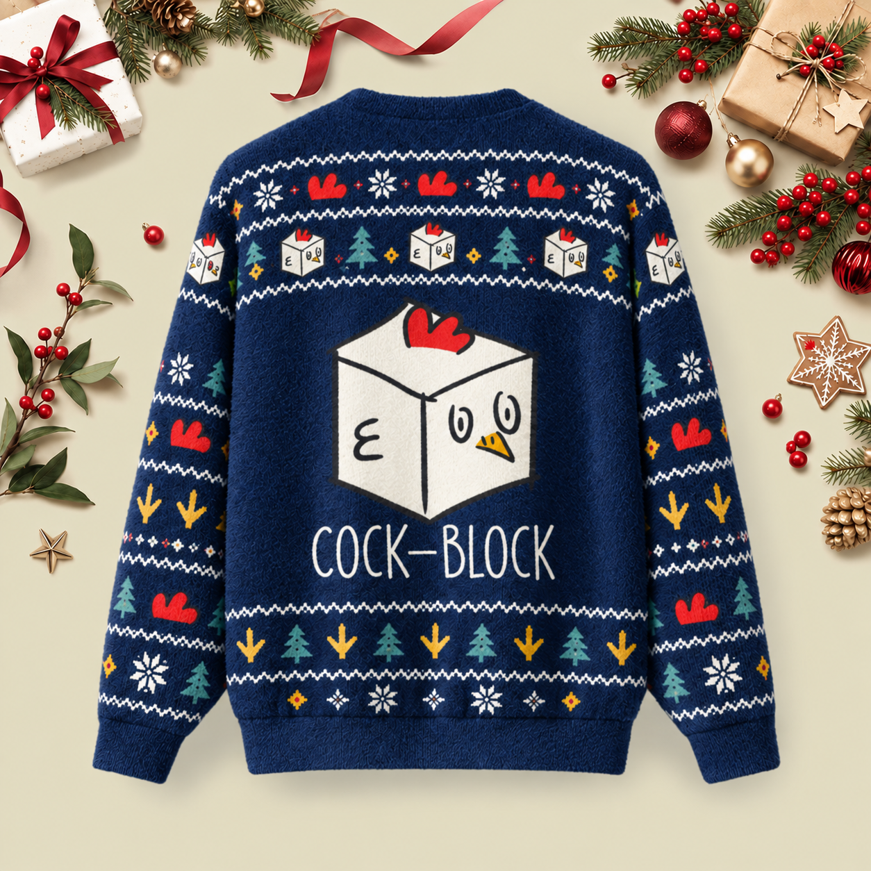 Cock-Block Ugly Christmas Fluffy Sweatershirt
