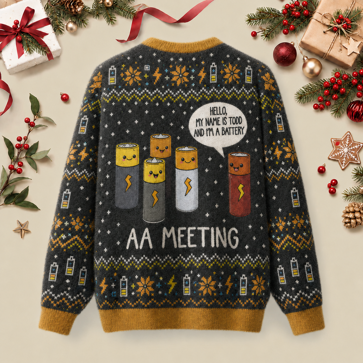 AA MEETING Ugly Christmas Fluffy Sweatershirt
