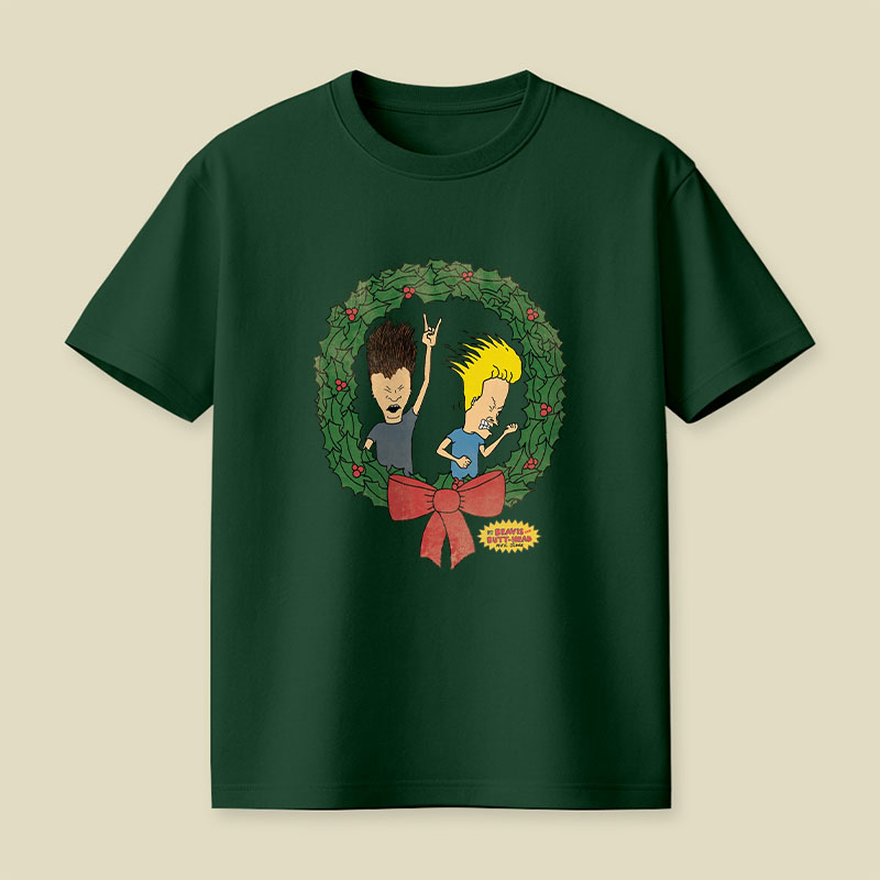 BAB Rock Out Vintage Christmas Wreath Logo Playful T-Shirt