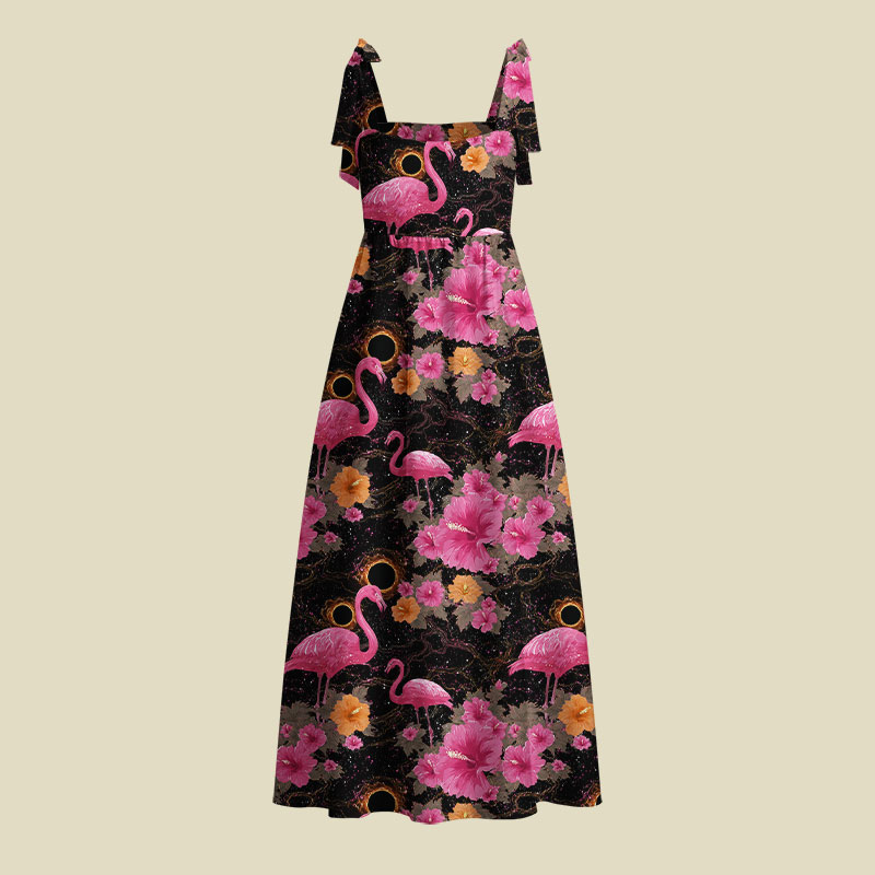 Cosmic Flamingo Playful Maxi Dress