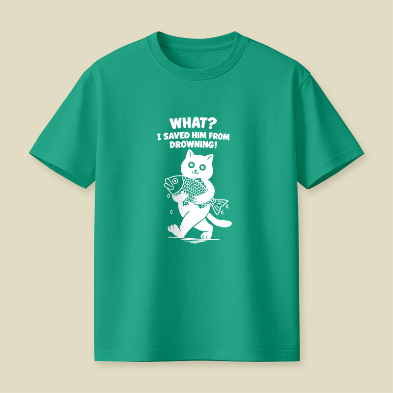 Cat And Fish Playful T-Shirt