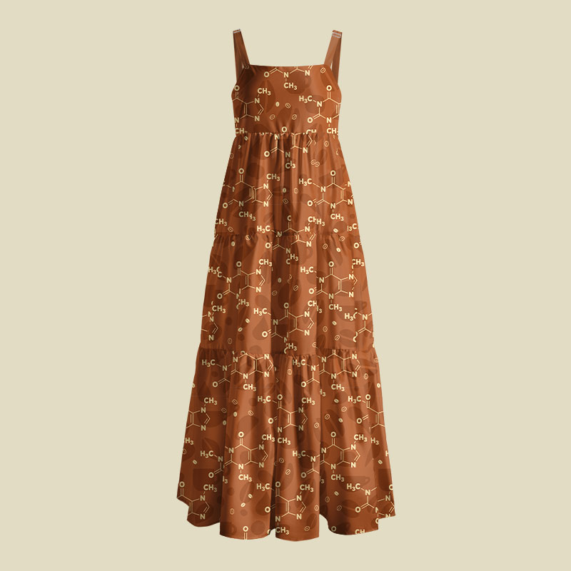Coffee Molecular Formula Playful Maxi Dress