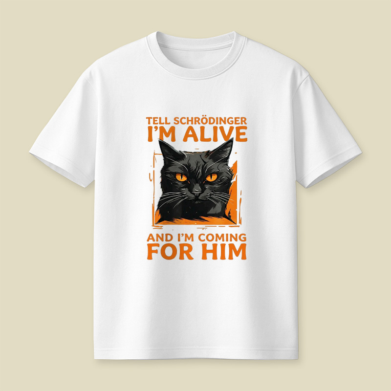 Schrödinger’s Fierce Orange-Eyed Cat Playful T-Shirt