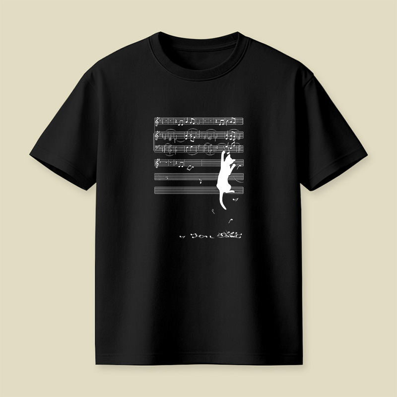 Cat On Sheet Music Chaos Playful T-Shirt