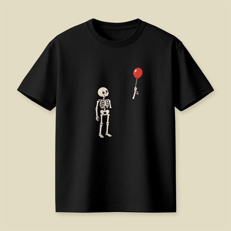Skeleton With A Floating Balloon Playful T-Shirt