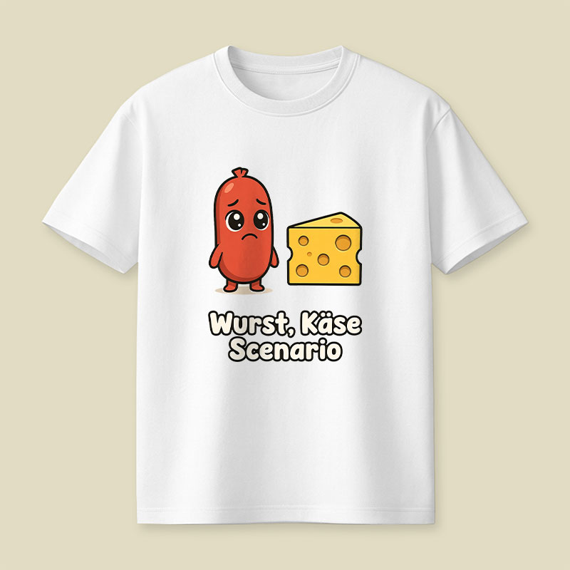 Wurst Kase Scenario Funny German Food Pun Playful T-Shirt