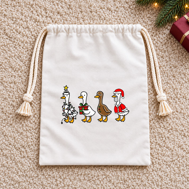 Merry Quackmas Ducks Sign Christmas Drawstring Gift Bag