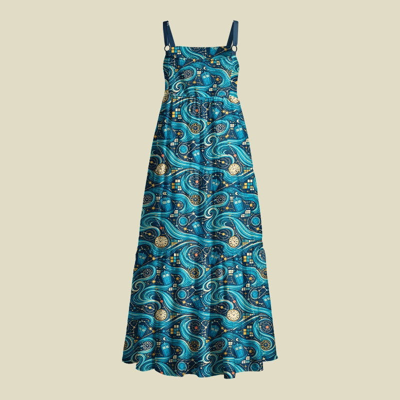 Cosmic Time‑Travel Galaxy Playful Maxi Dress