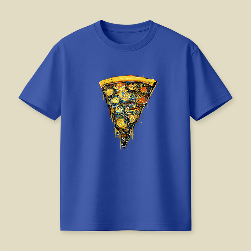 Starry Night Pizza Slice Playful T-Shirt