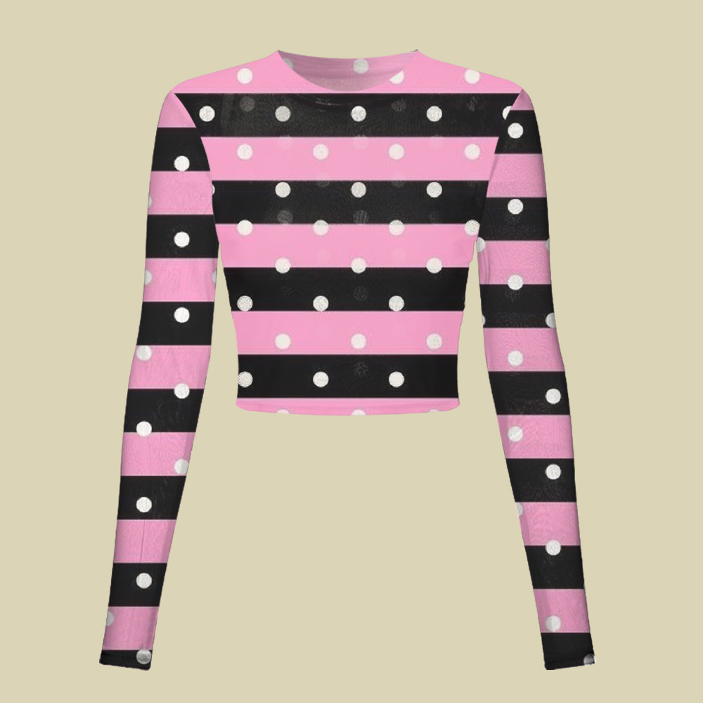 Neon Polka Stripe Slim Fit Mesh Top