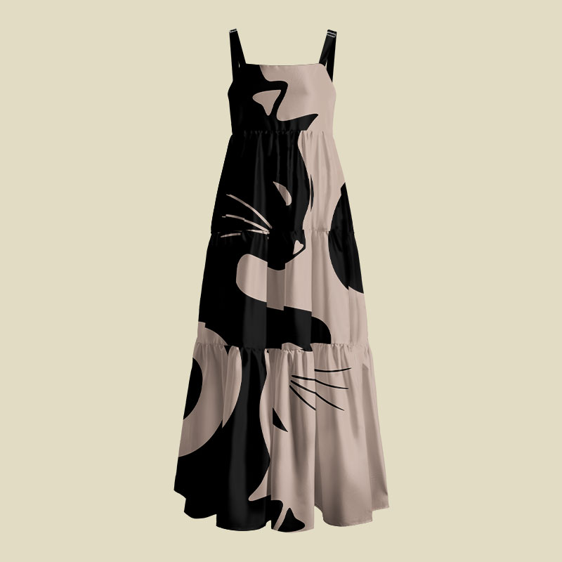 Cats Rule Playful Maxi Dress