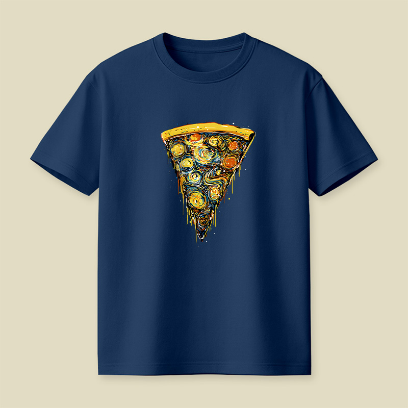 Starry Night Pizza Slice Playful T-Shirt
