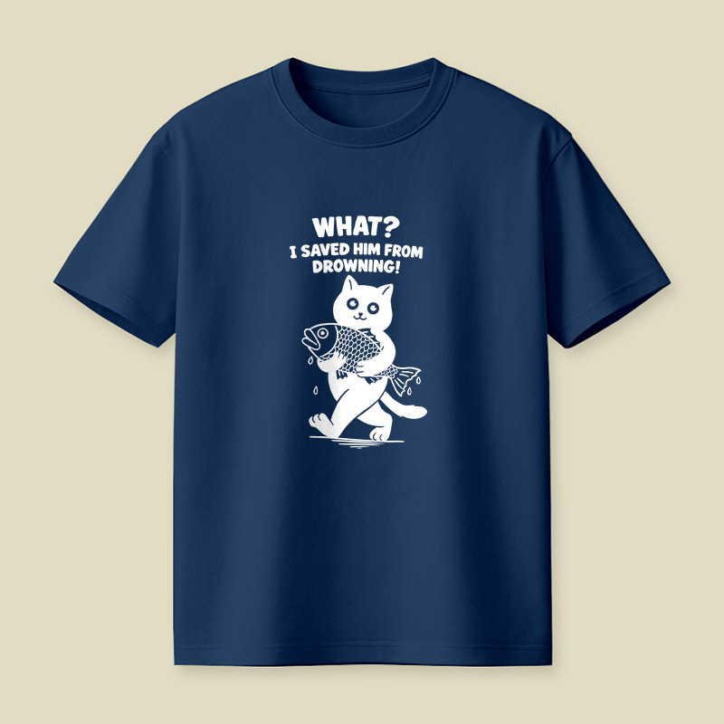 Cat And Fish Playful T-Shirt