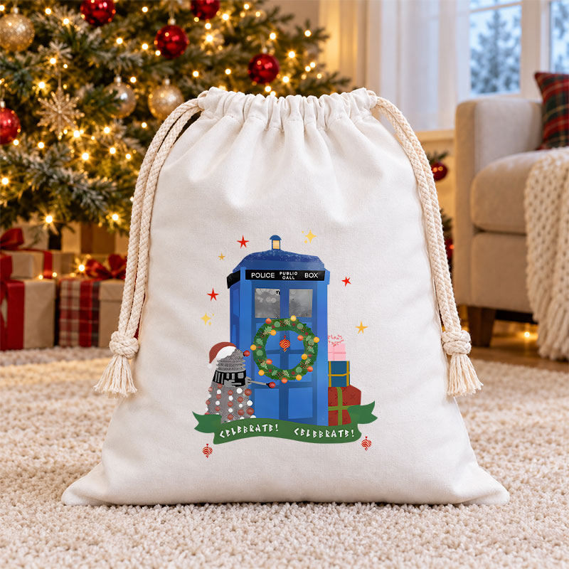 Tardis Christmas Christmas Drawstring Gift Bag