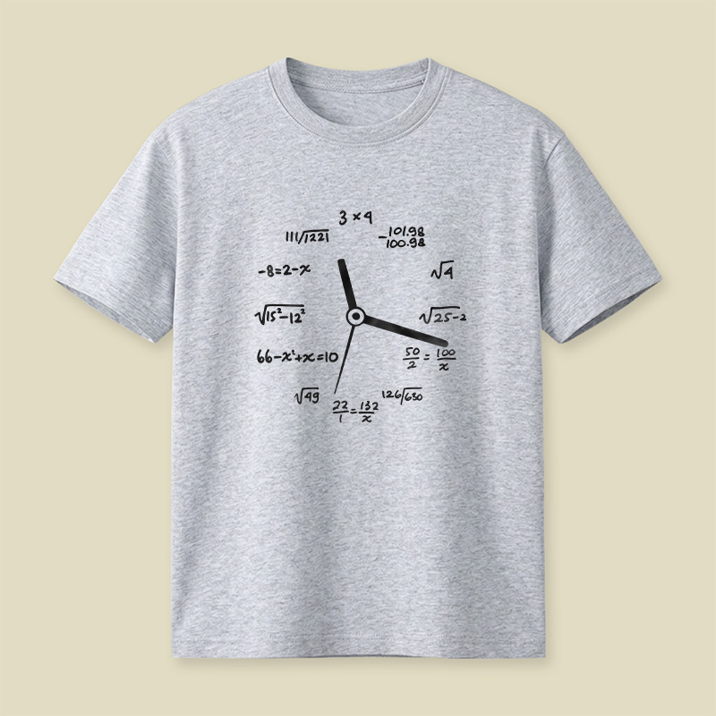 Math Equation Clock Nerd Pun Playful T-Shirt