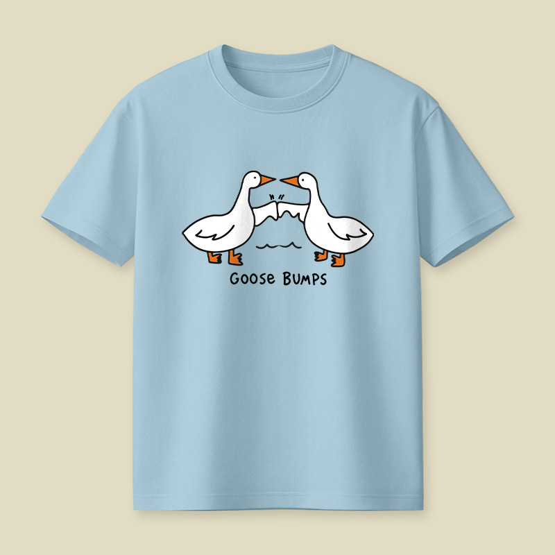Goosebumps Geese Pun Simple Line Art Playful T-Shirt