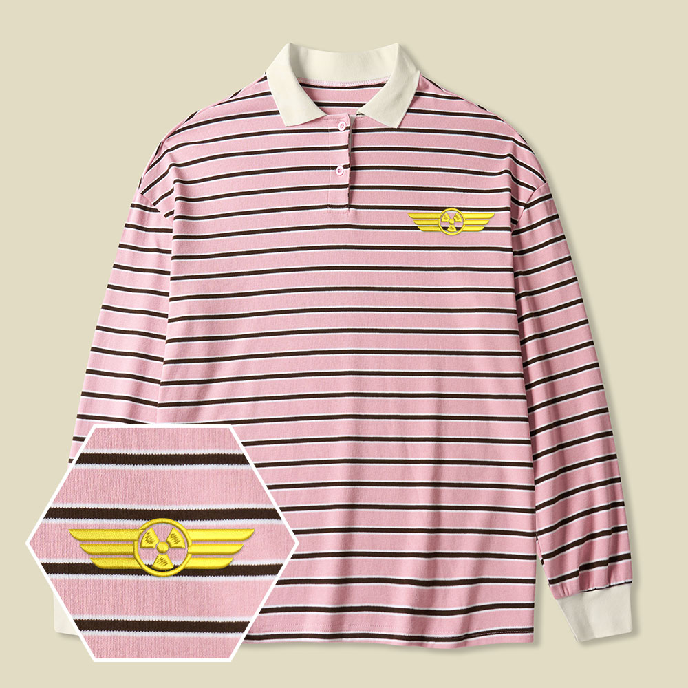 Chernobyl 1986 Safety Operations Team Lycra Striped Embroidered Long-Sleeve Polo