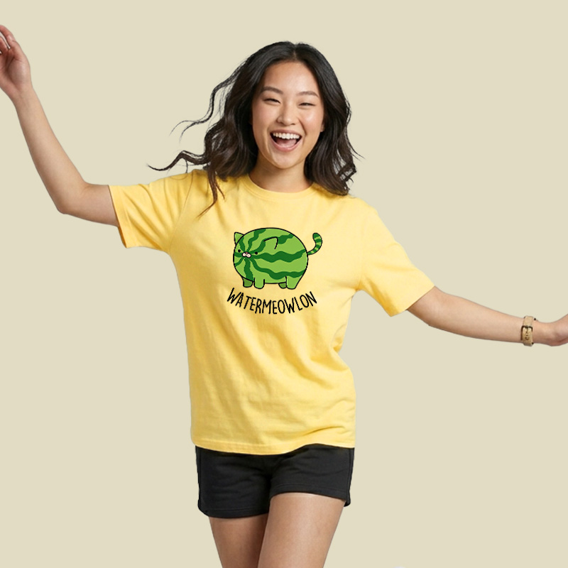 Watermelon Cat Cute Pun Playful T-Shirt