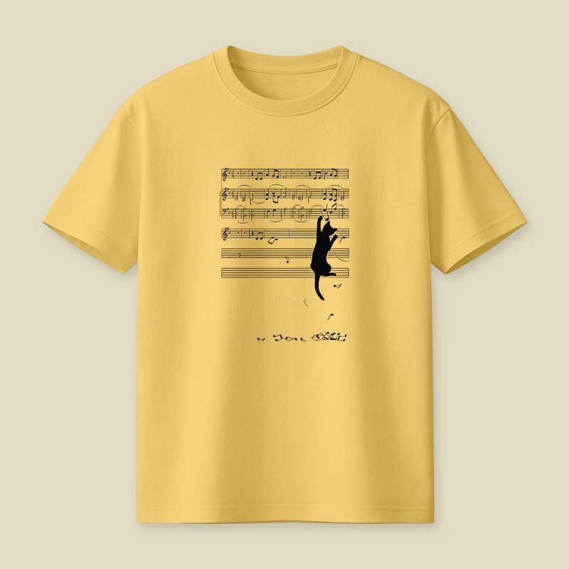 Cat On Sheet Music Chaos Playful T-Shirt