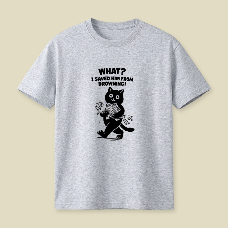 Cat And Fish Playful T-Shirt