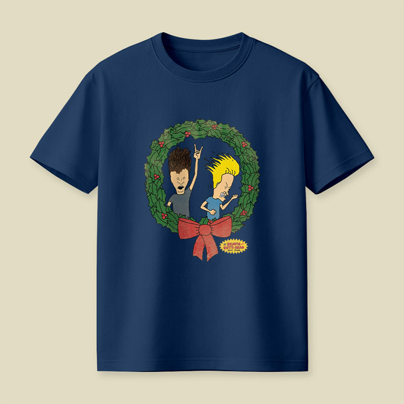 BAB Rock Out Vintage Christmas Wreath Logo Playful T-Shirt