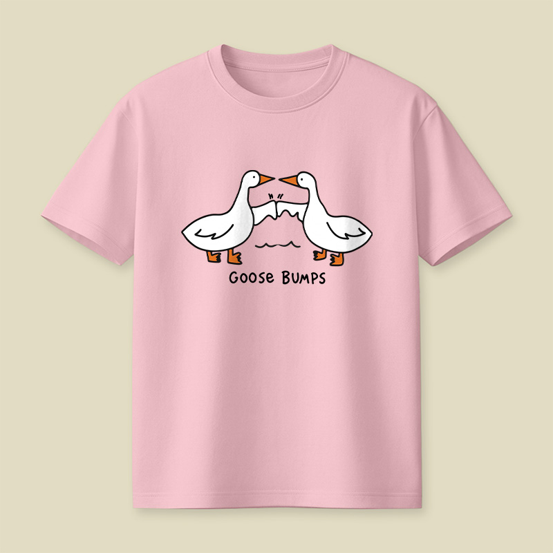 Goosebumps Geese Pun Simple Line Art Playful T-Shirt