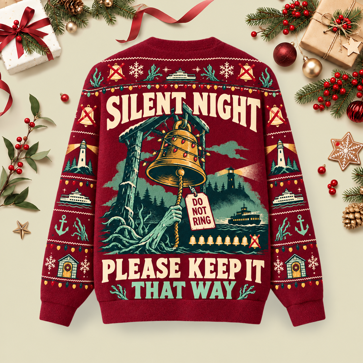 Silent Night Ugly Christmas Fluffy Sweatershirt