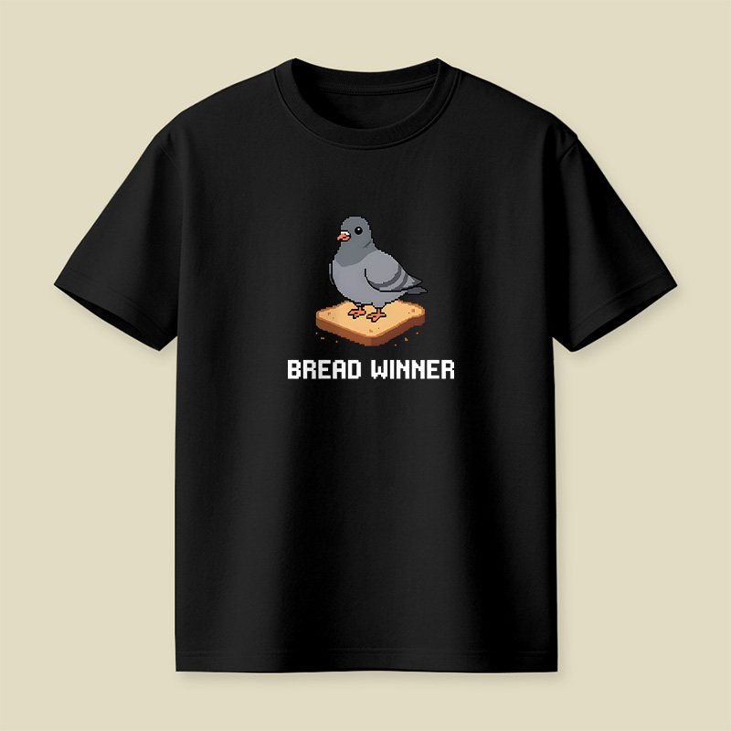 Pixel Art Pigeon On Bread Playful T-Shirt