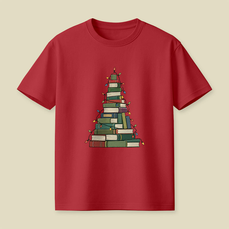 Christmas Book Tree Playful T-Shirt
