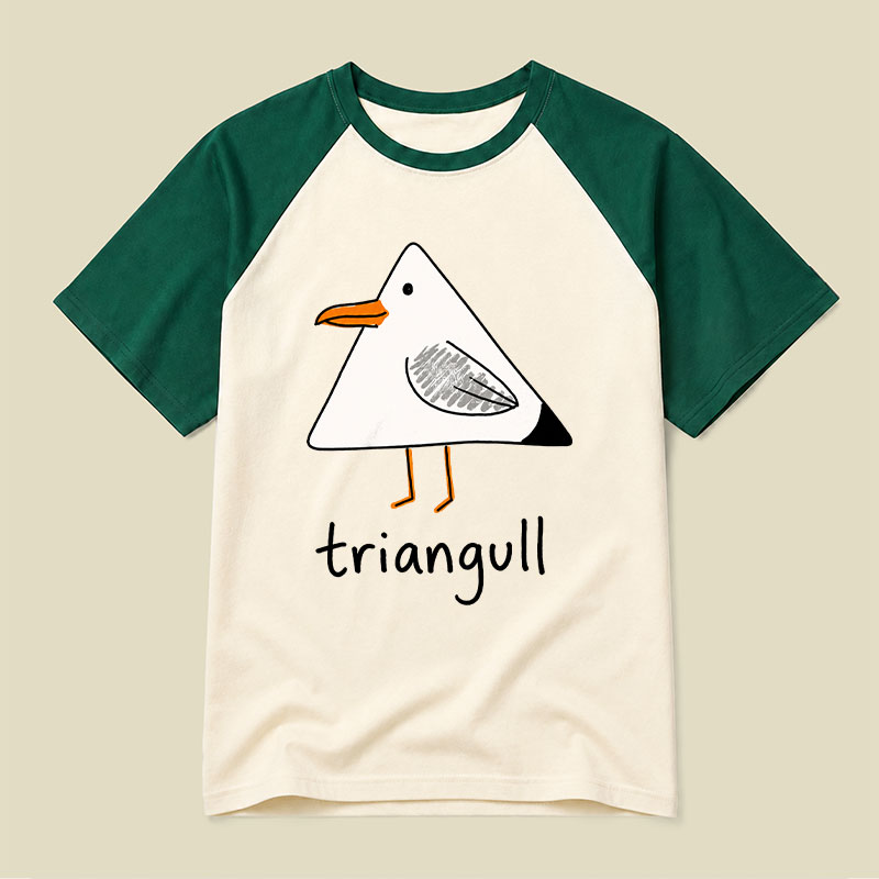 Triangull Funny Geometry Cute Triangle Seagull Bird Raglan T-shirt