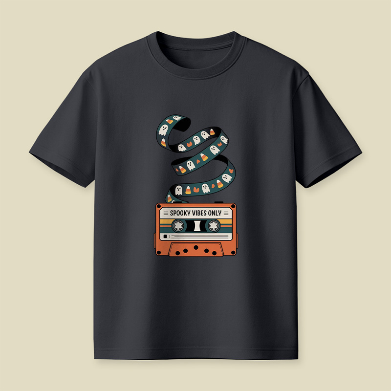 Retro Cassette Spooky Vibes Halloween Playful T-Shirt