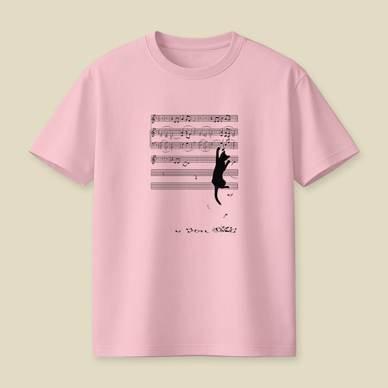 Cat On Sheet Music Chaos Playful T-Shirt