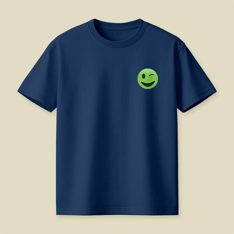 Green Emoji Wink Playful T-Shirt