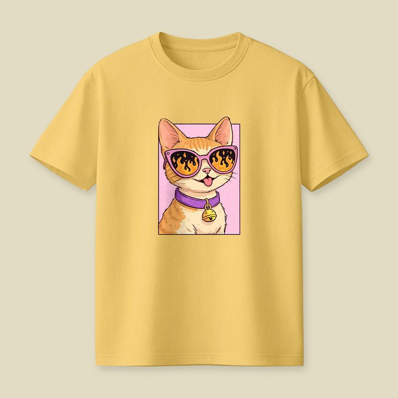 Cat Watching The World Burn Playful T-Shirt