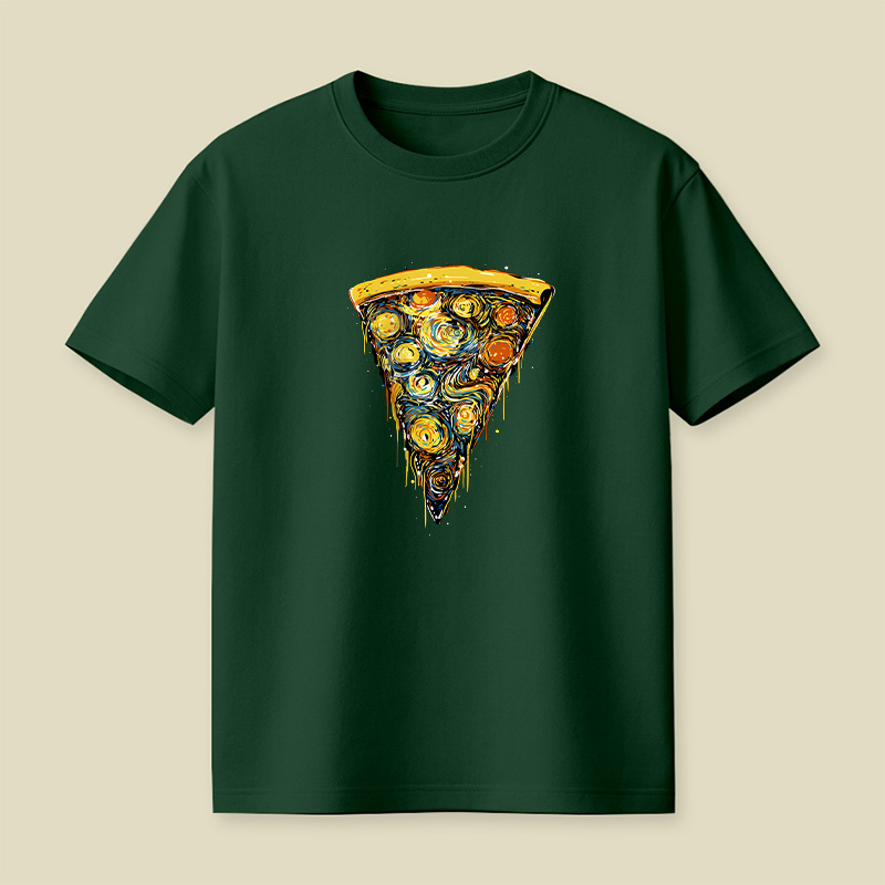 Starry Night Pizza Slice Playful T-Shirt
